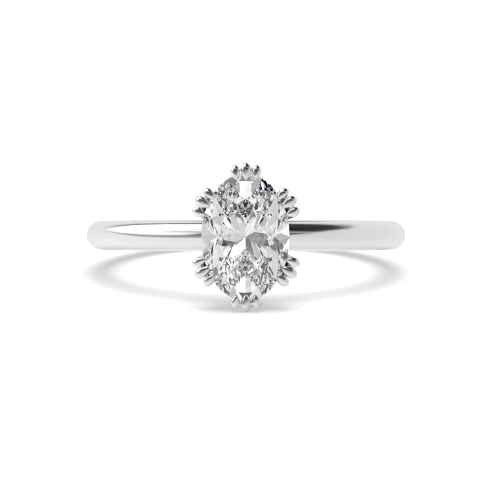 Oval Shape 6 Claws Double Claw Solitaire Diamond Engagement Ring
