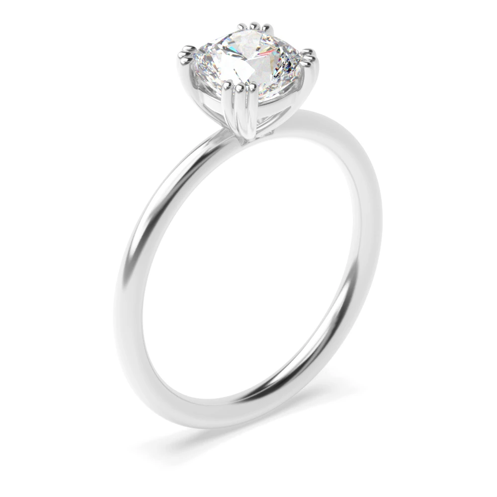 Cushion Cut Tri Claws Delicate Solitaire Diamond Engagement Ring