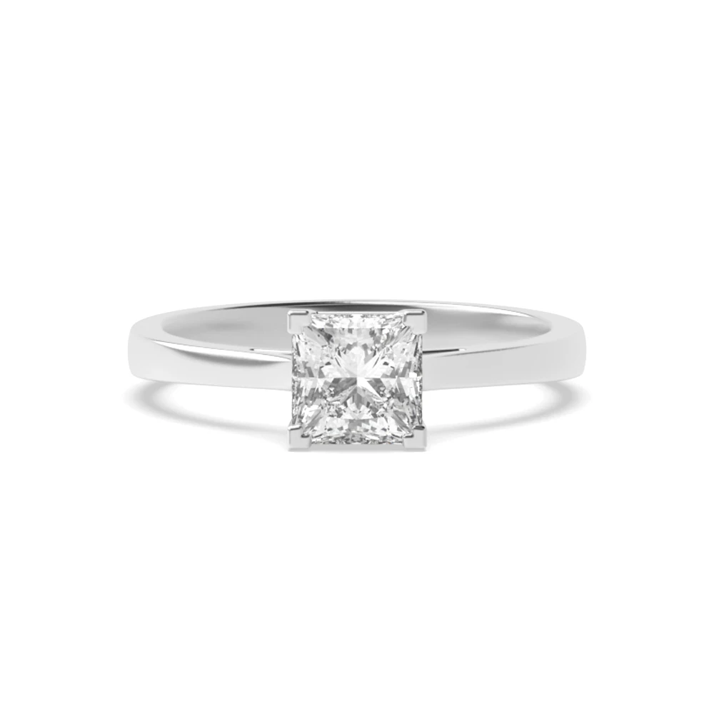 Princess Solitaire Diamond Engagement Ring In Corner Claws Setting