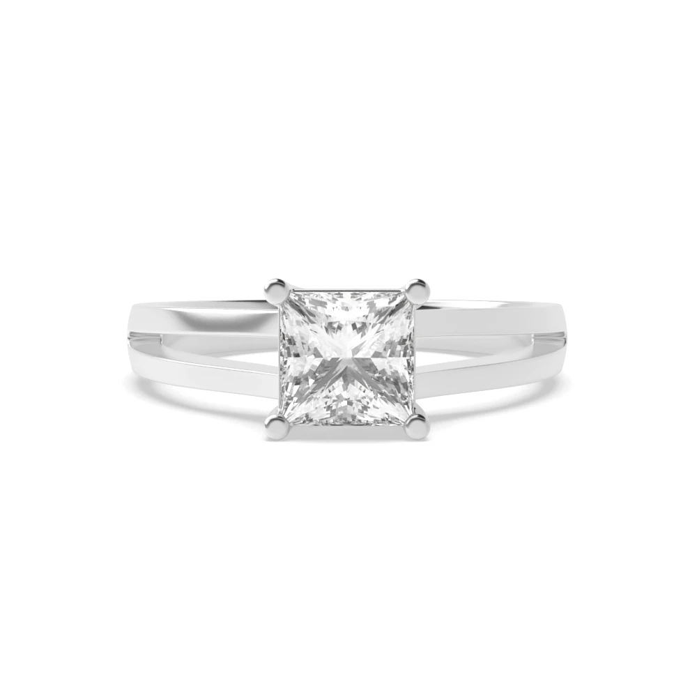 Princess Engagement Ring With Cross Over Claws Solitaire Diamond