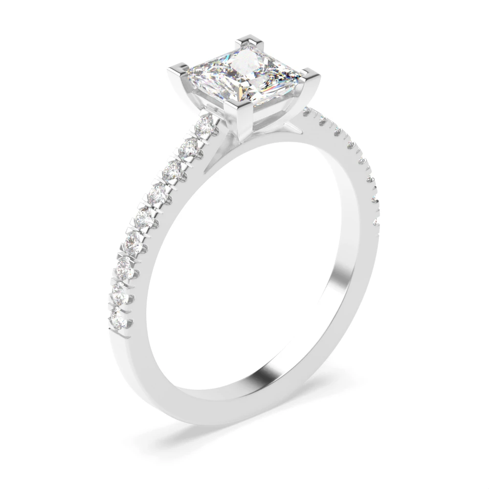Princess Engagement Ring With Delicate Shoulder Set Diamond