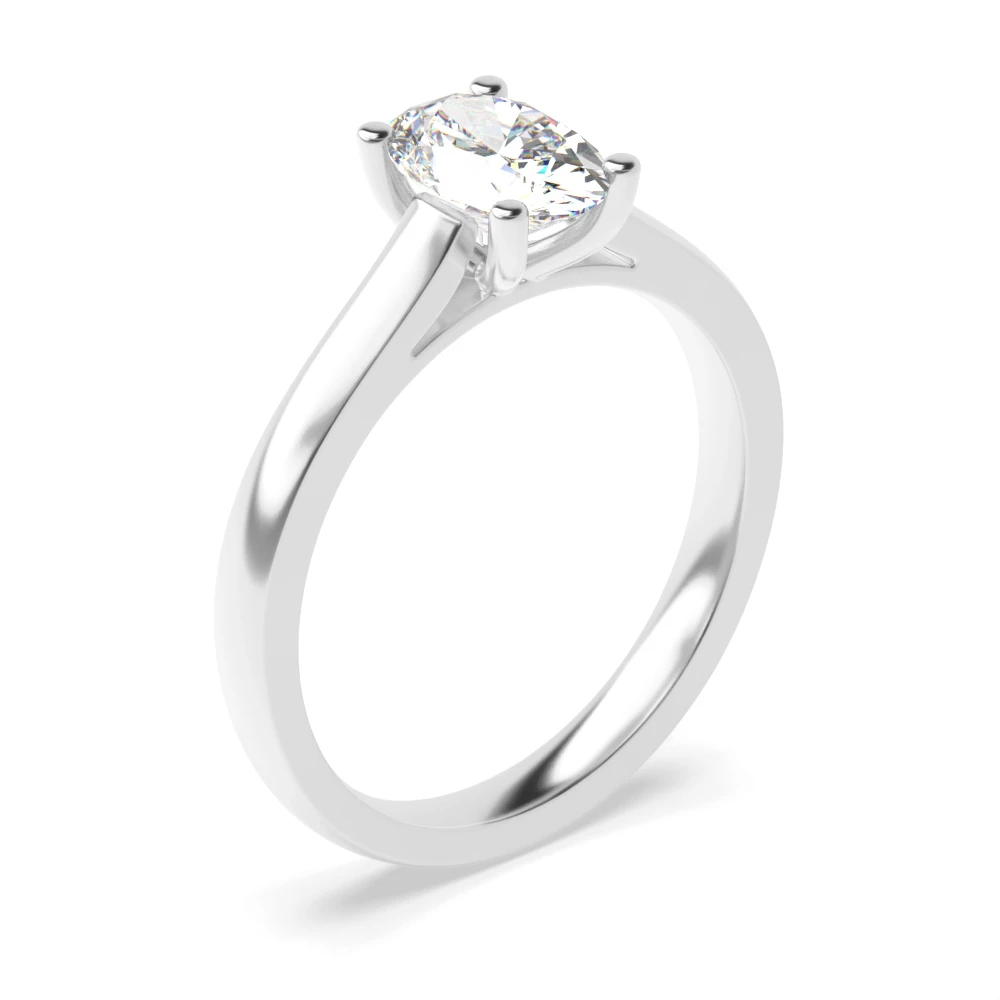 Classic Open Setting Oval Solitaire Diamond Engagement Rings