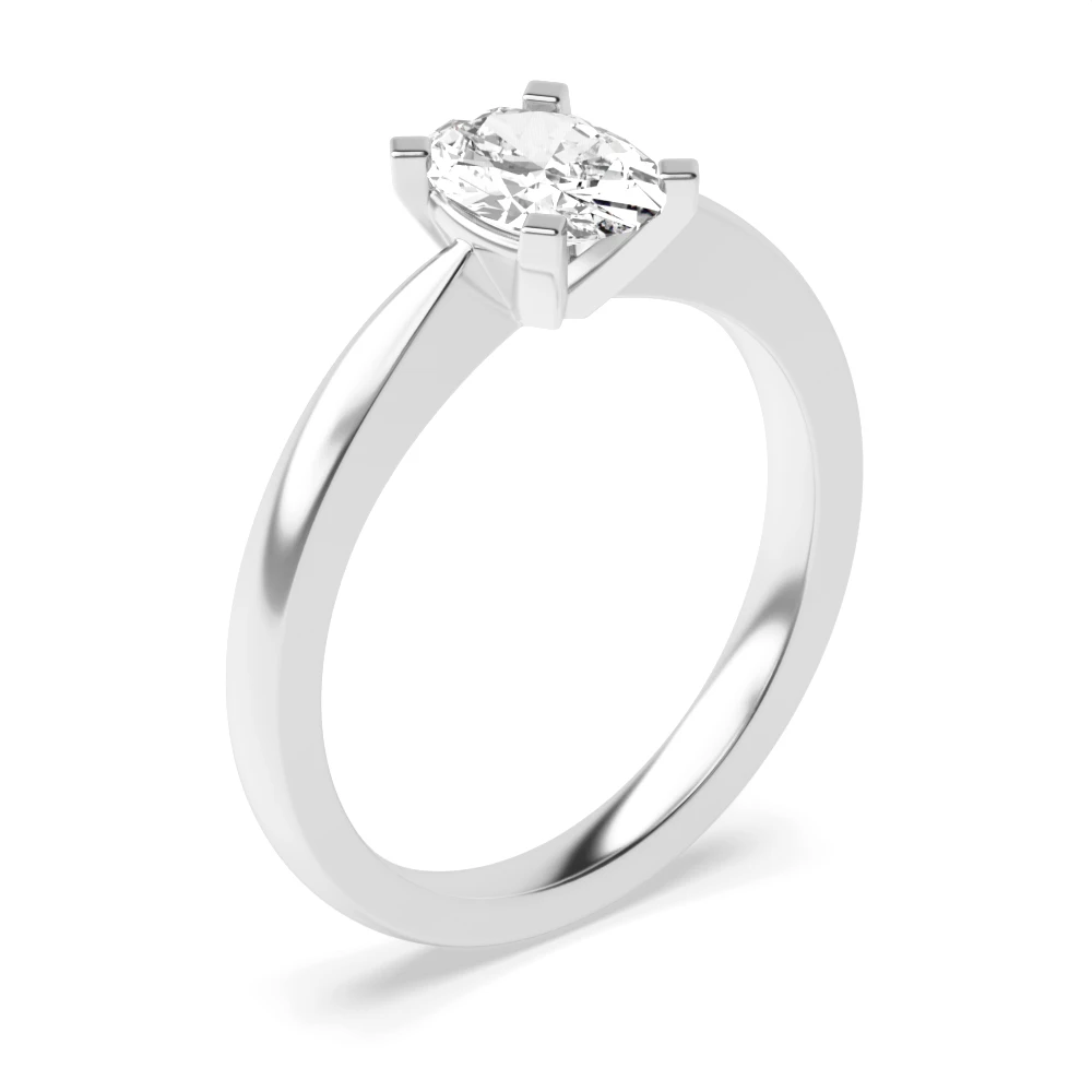Square Tulip Claws Oval Solitaire Diamond Engagement Rings