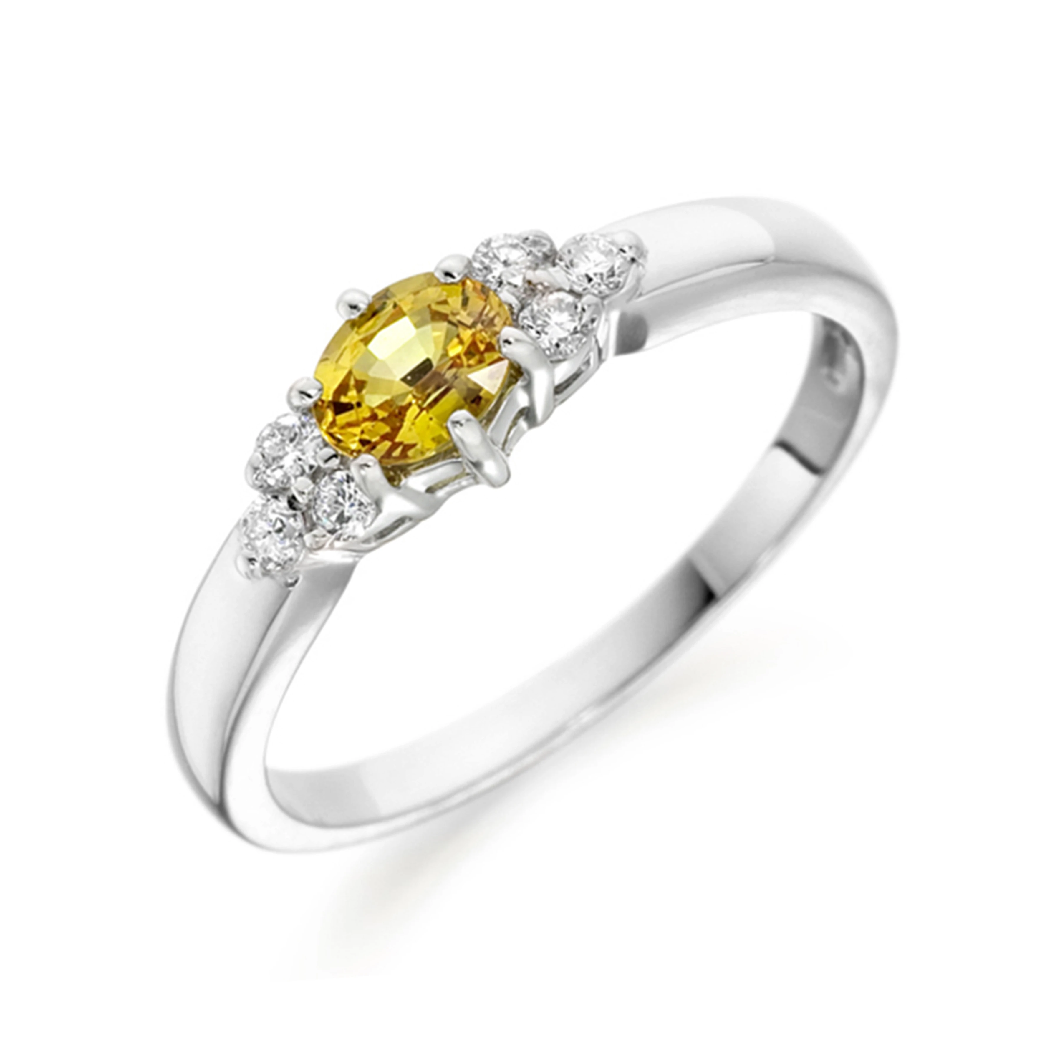6X4mm Oval Yellow Sapphire Seven Stone Diamond And Gemstone Ring