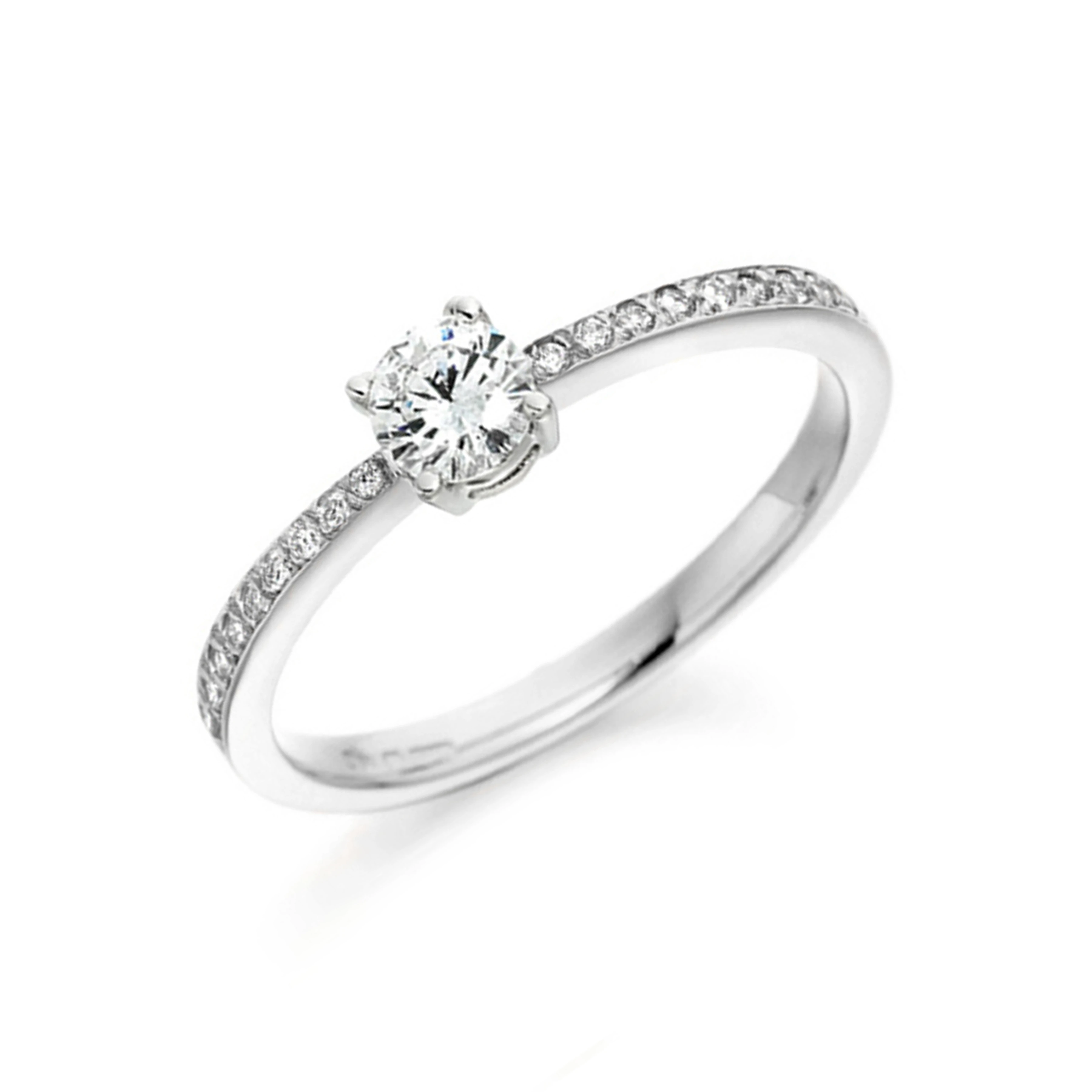 prong settings engagement ring round shape and side stone ring