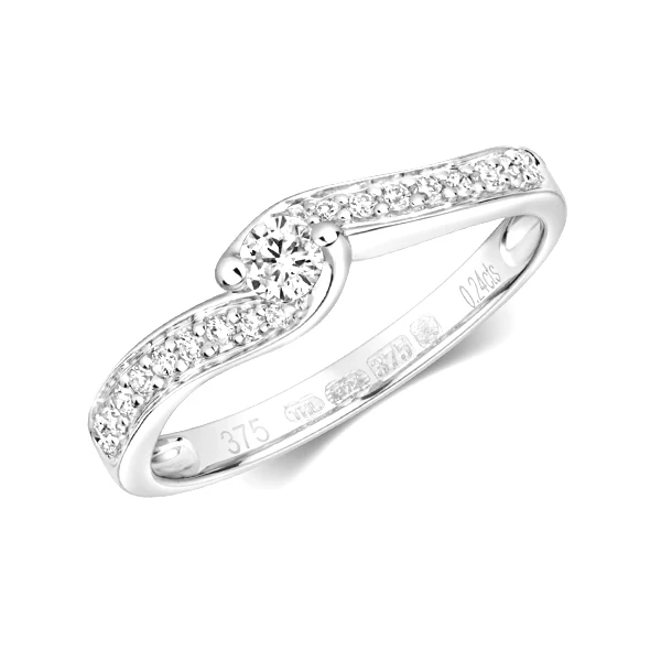 pave setting round shape cluster diamond and side stone ring