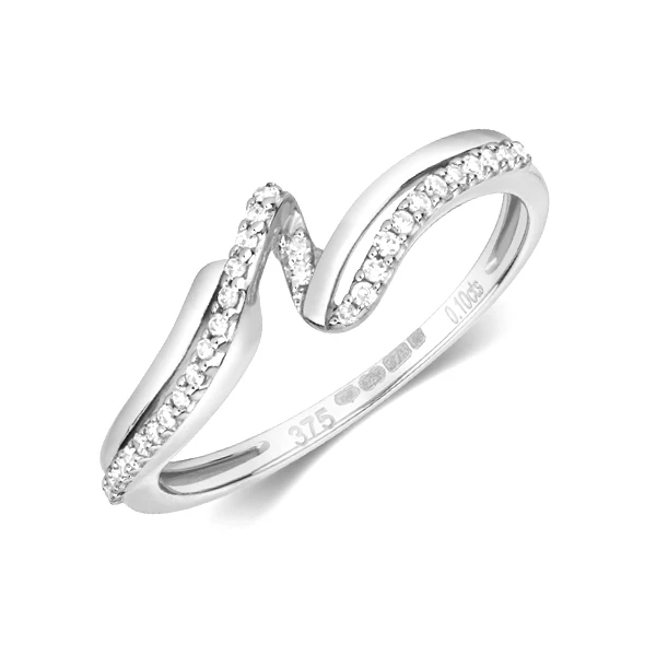 round cut white natural diamond flowing bypass promise ring 