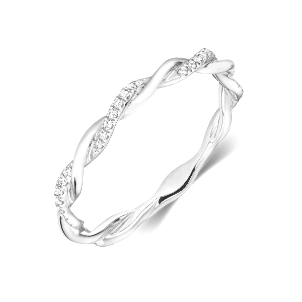 round shape twisted style diamond wedding ring 