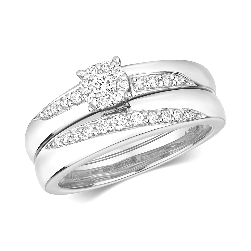 4 prong setting round diamond bridal set ring