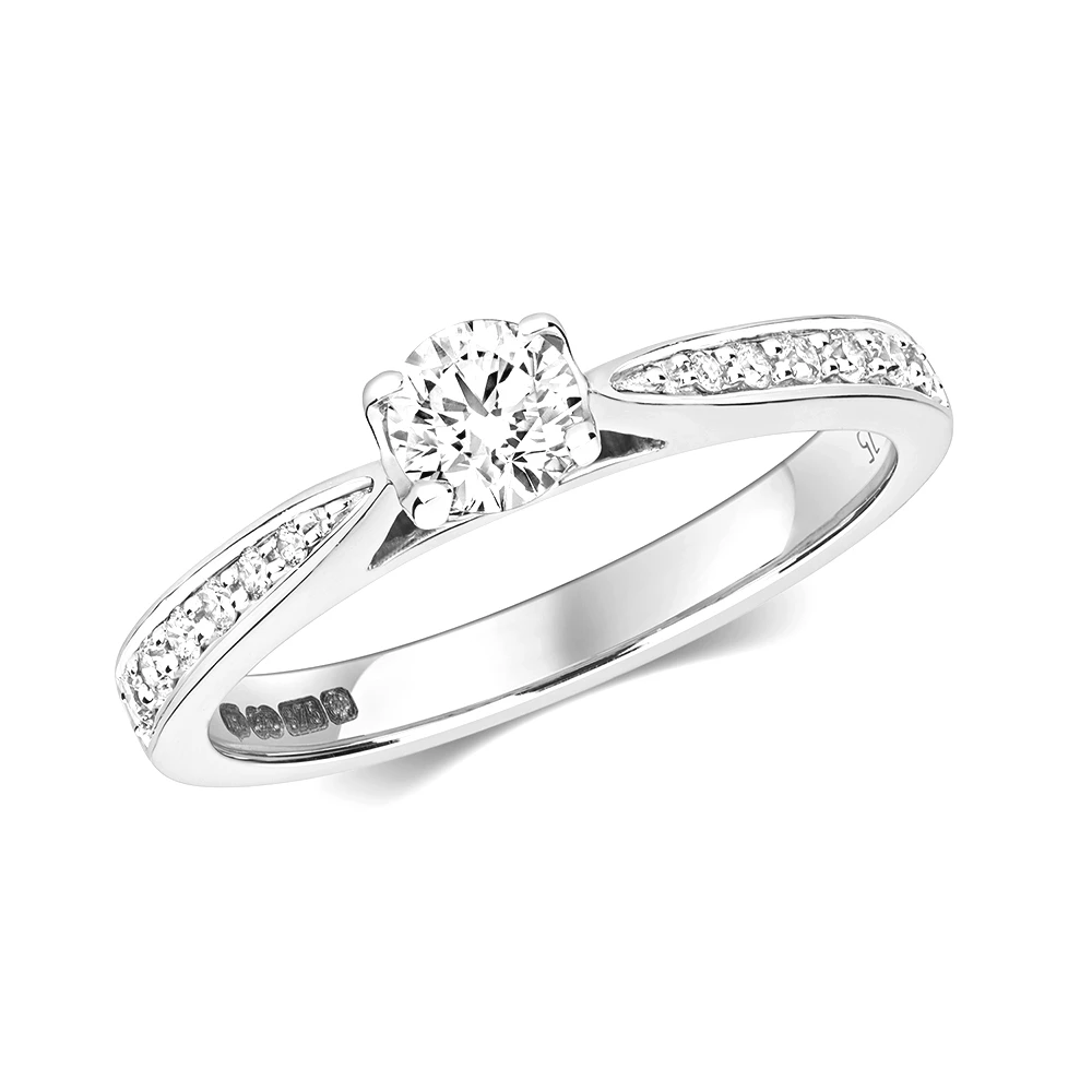 4 prong setting solitare round diamond engagement ring