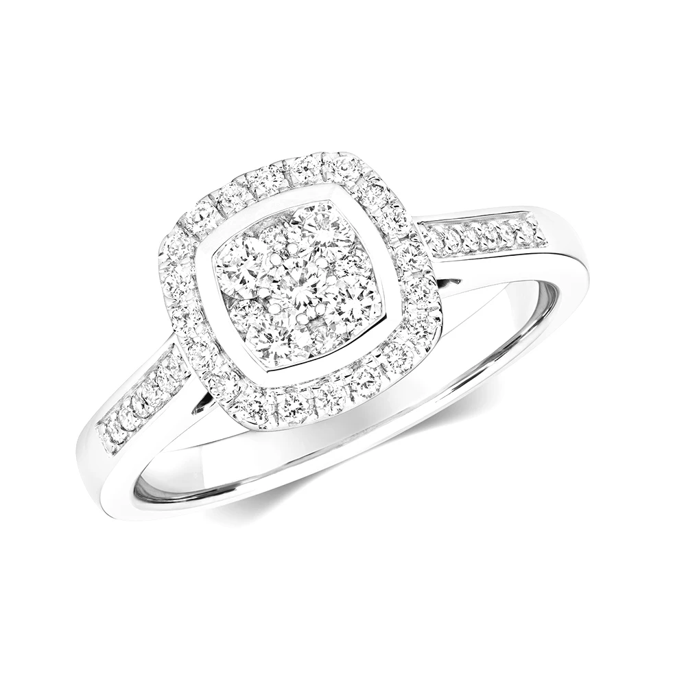 cushion design round diamond cluster ring