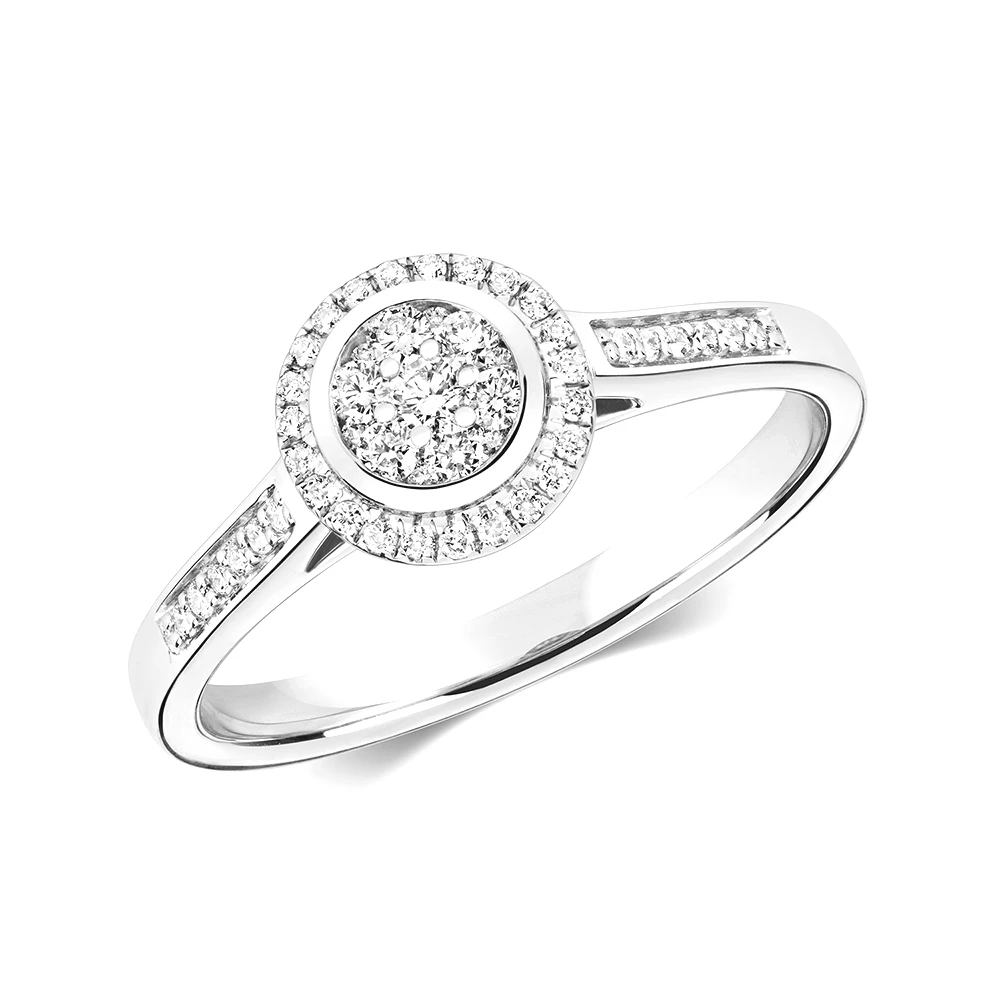 pave setting round diamond cluster ring