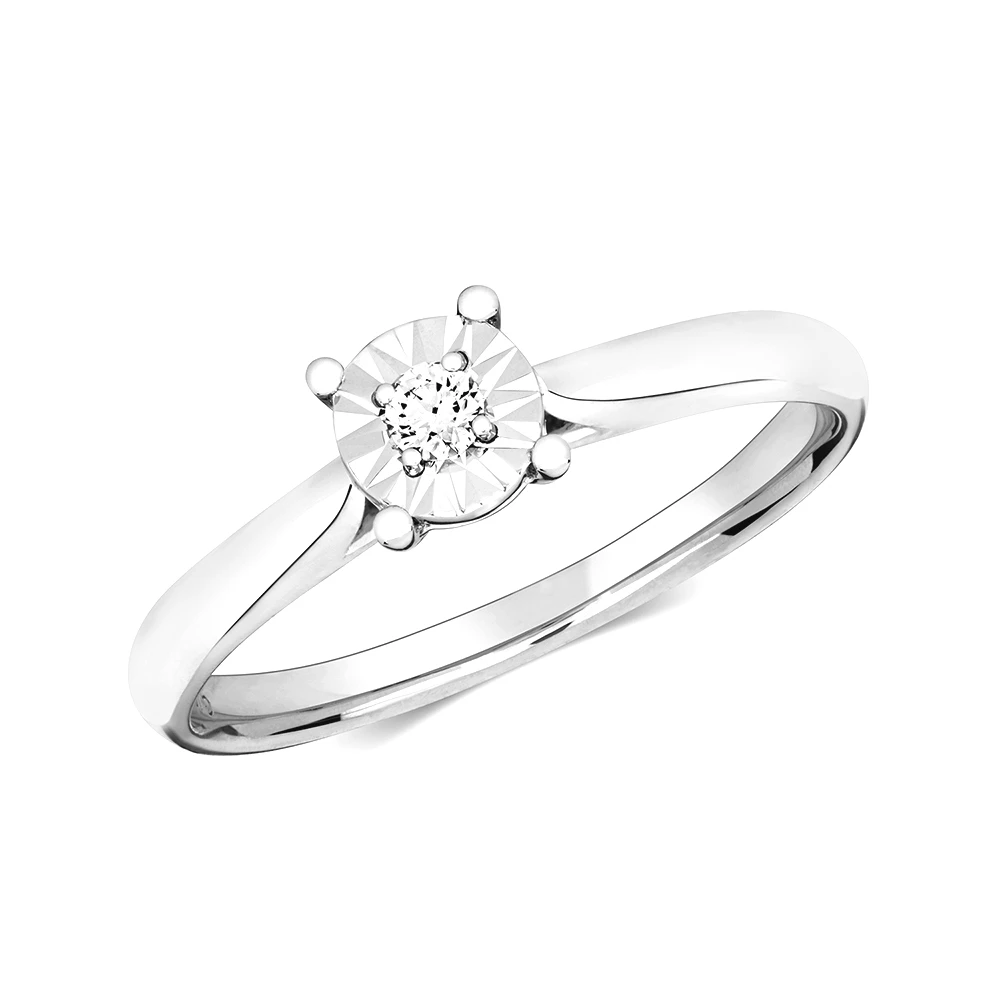 4 prong setting illusion set round diamond solitaire ring