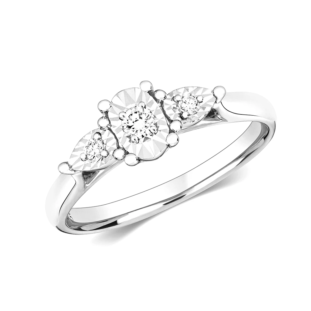 oval and pear design 3 round diamond illusion set ring