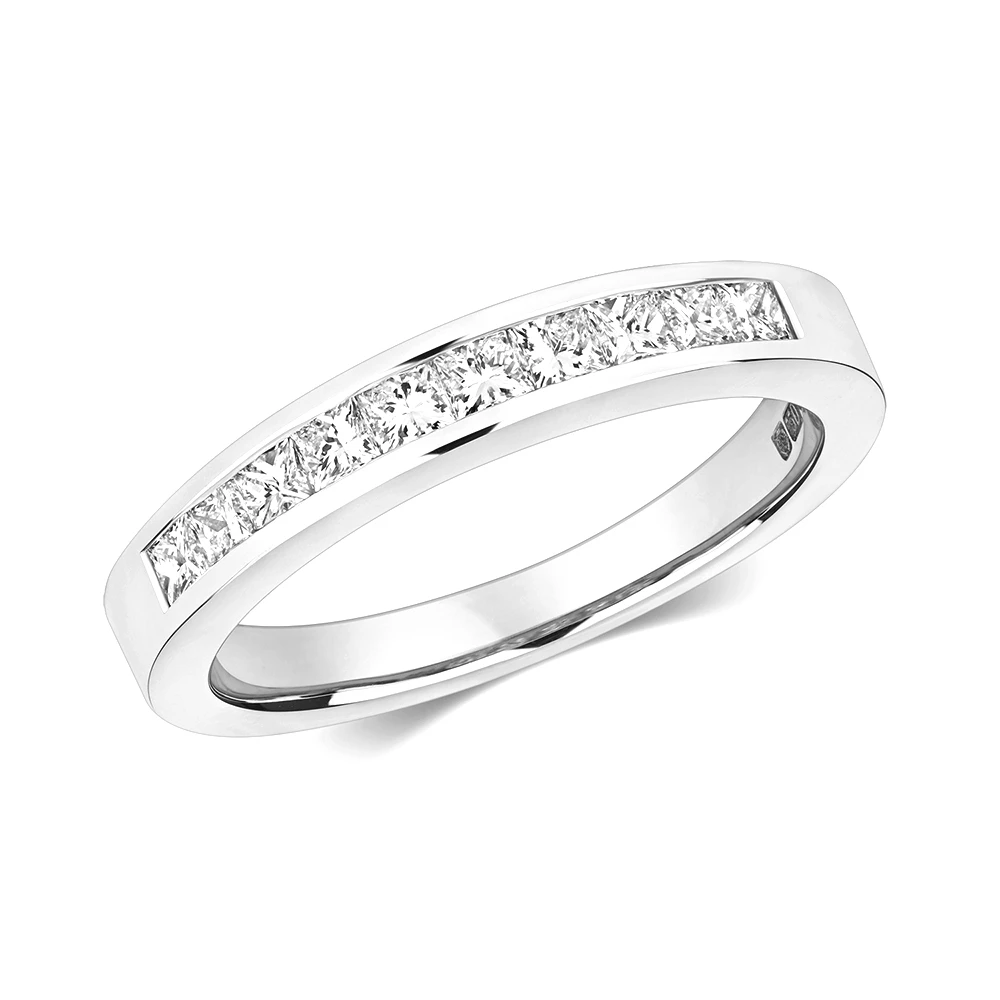 channel setting princess diamond half eternity ring