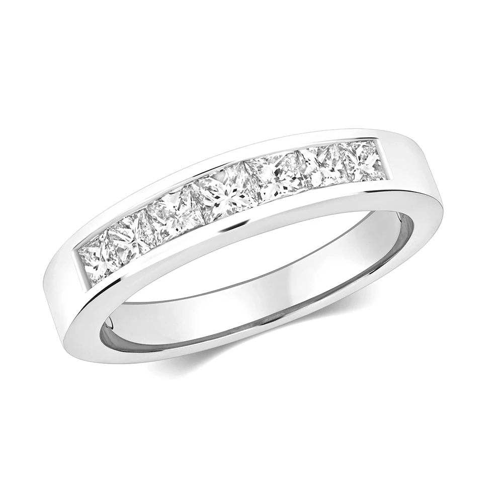 channel setting princess diamond half eternity ring