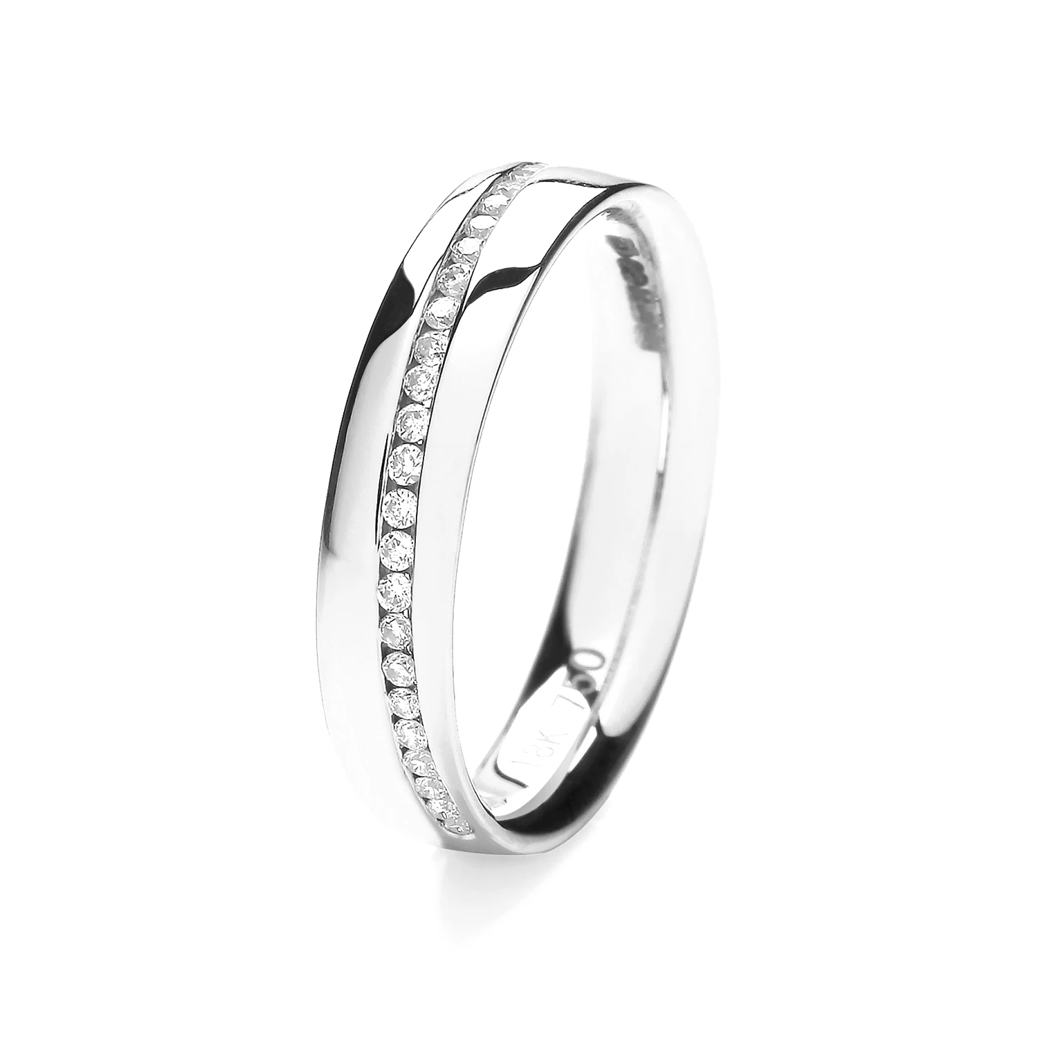 channel setting round diamond half eternity wedding ring