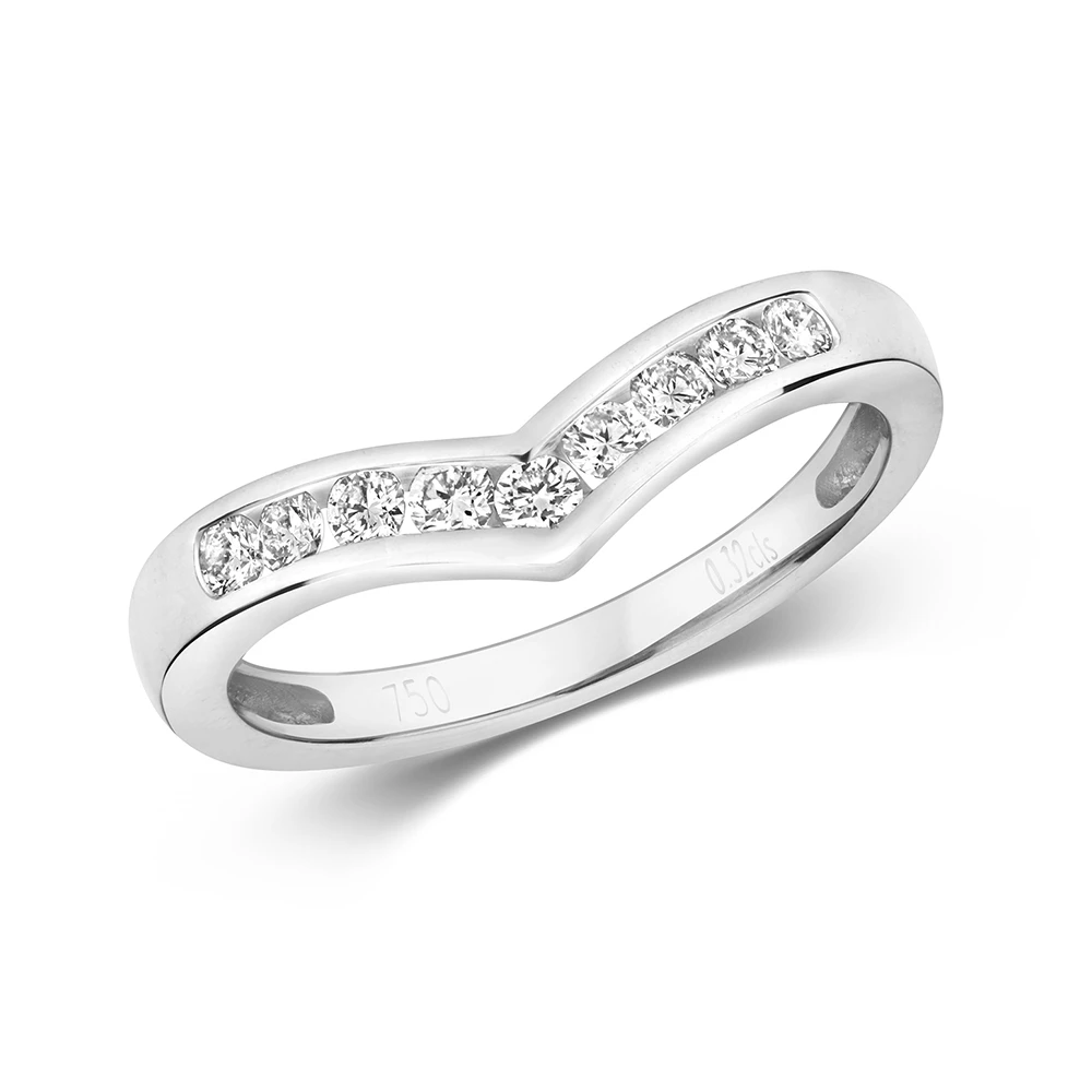 channel setting round shape wishbone half eternity diamond ring