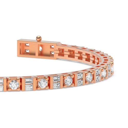Round And Baguette Shape Line Tennis Diamond Bracelet