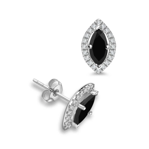 Marquise Diamond Halo Black Diamond earrings