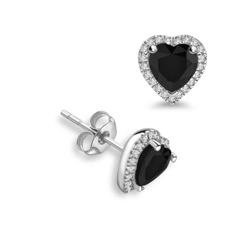 Heart Shape Diamond Halo Black Diamond earrings