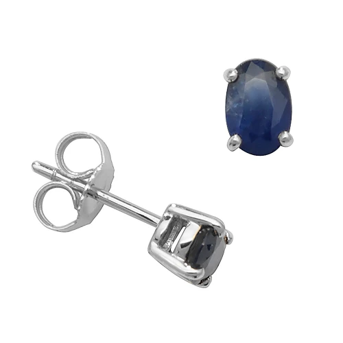 Oval Shape 4 Claw Basket 6 X 4mm Blue Sapphire Gemstone Earrings