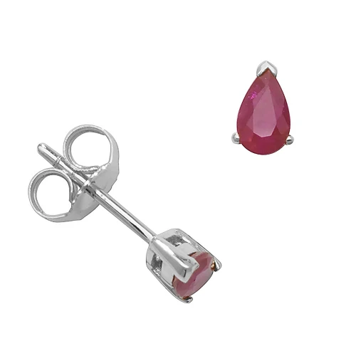 Pear Shape Claw Set 5 X 3mm Ruby Gemstone Earrings