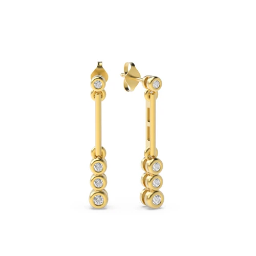 Bezel Setting Round Diamond Drop Earrings (21.10mm X 3.00mm)