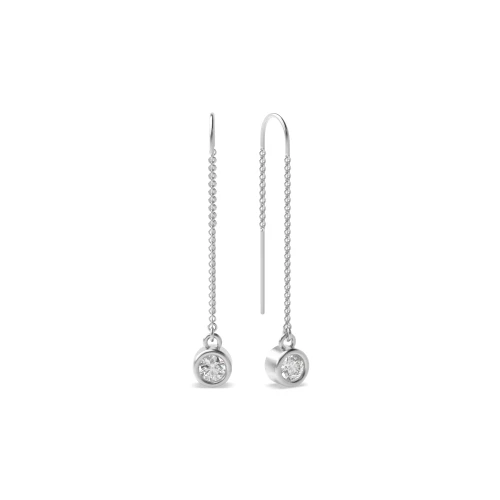 bezel setting round diamond earrings