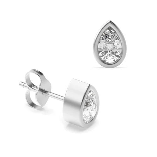 bezel setting pear shape diamond earrings