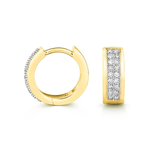 pave setting round shape two row diamond hoop earring(12 MM X 11 MM)