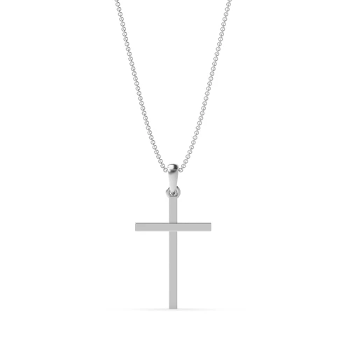 Plain Cross Pendant Necklace in Gold and Platinum (21mm X 13mm)
