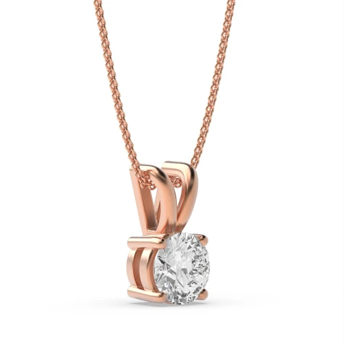 Round 4 Prong Set Solitaire Diamond Pendant Necklace