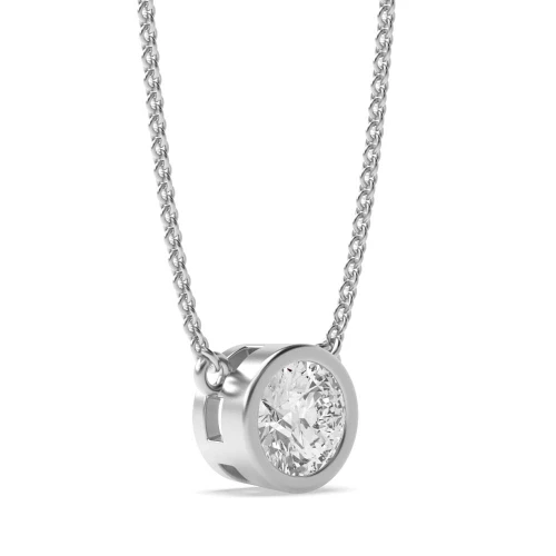 Full Bezel Set Round Solitaire Lab Grown Diamond Pendant in White, Yellow, Rose Gold and Platinum