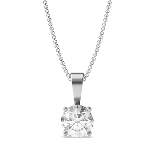 Round Diamond Solitaire Diamond Necklace in Gold and Platinum