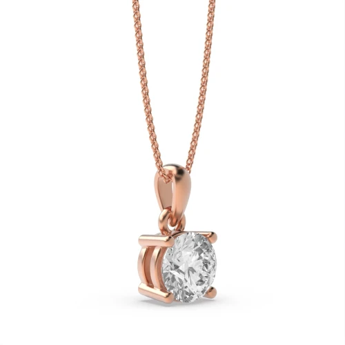 Gold Necklace for Women Round Solitaire Diamond Pendant