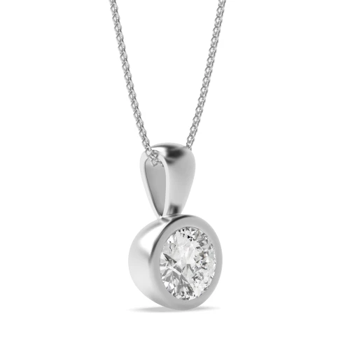Bezel Set Solid Bale Round Shape Solitaire Diamond Necklace