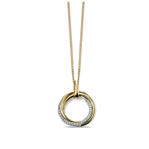 Pave Set Open Circle Diamond Necklace (20mm X 16mm)