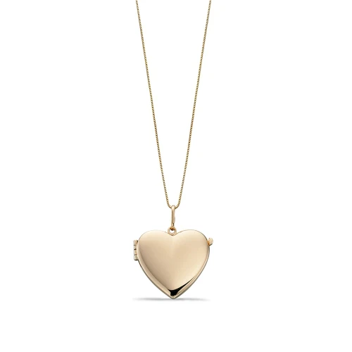 Plain Gold Personalise Heart Locket Necklace Pendant (8mm X 21mm)