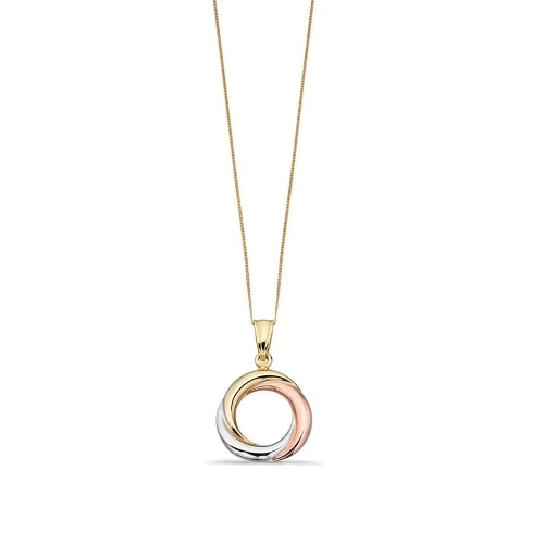 Plain Triple Gold Russian Ring Style Pendant Necklace (25mm X 16mm)