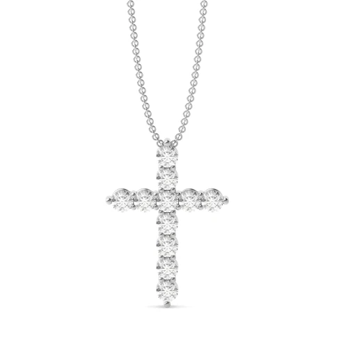 4 Prong Round Classic Popular Moissanite Cross Pendant(From 14.8mm X 10.8mm)