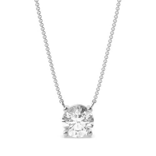 4 Prong Setting Round Lab Grown Diamond Solitaire Pendant for Ladies