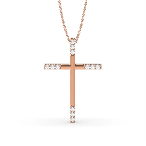 Pave Setting Round Diamond Modern & Stylish Cross Necklace  (25.00mm X 16.80mm)