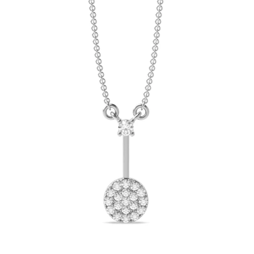 Pave Setting Round Diamond Cluster Diamond Disc Circle Pendant Necklace  (14.50mm X 5.50mm)