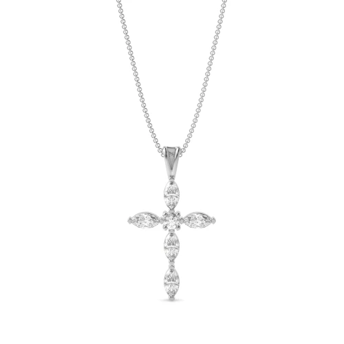 Marquise Cut Unique Diamond Cross Necklace for Womens (20.30mm X 11.50mm)