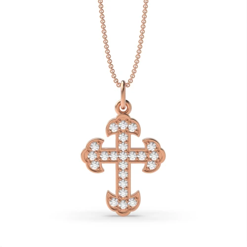 Pave Setting Vintage Design Cross Necklace for Womens (19.0mm X 12.0mm)