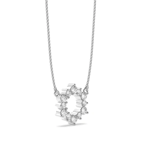 4 Prongs Firing Diamond Circle Pendant Necklace (11.50mm X 10.0mm)