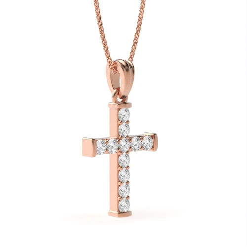 Pave Setting Classic Platinum and  Gold Diamond Cross Necklace  (19.60mm X 10.50m)