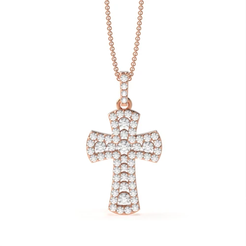 Exclusive Cluster Platinum and  Gold Diamond Cross Necklace (22.50mm X 11.70mm)