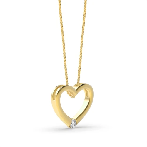 Channel Setting Single Diamond Heart Necklace (11.50mm X 12.60mm)